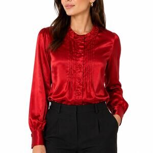 Jaclyn Smith Red Vintage Inspired Red Pintuck Blouse